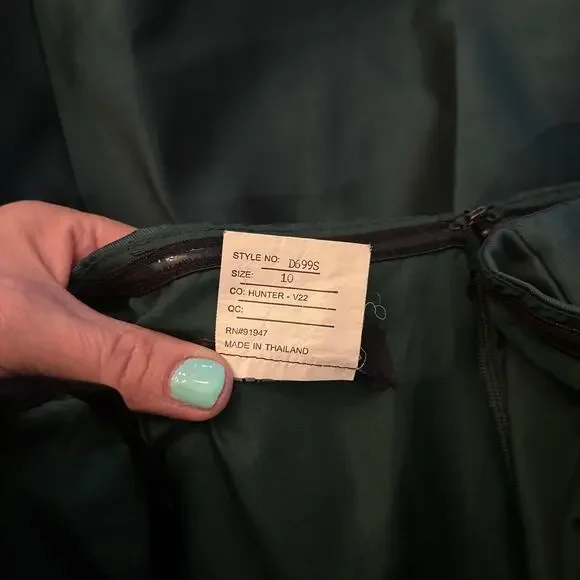 Alfred Sung Emerald Green Formal Gown Hi-Low Dress Pockets Wedding Prom Gala - Picture 6 of 6